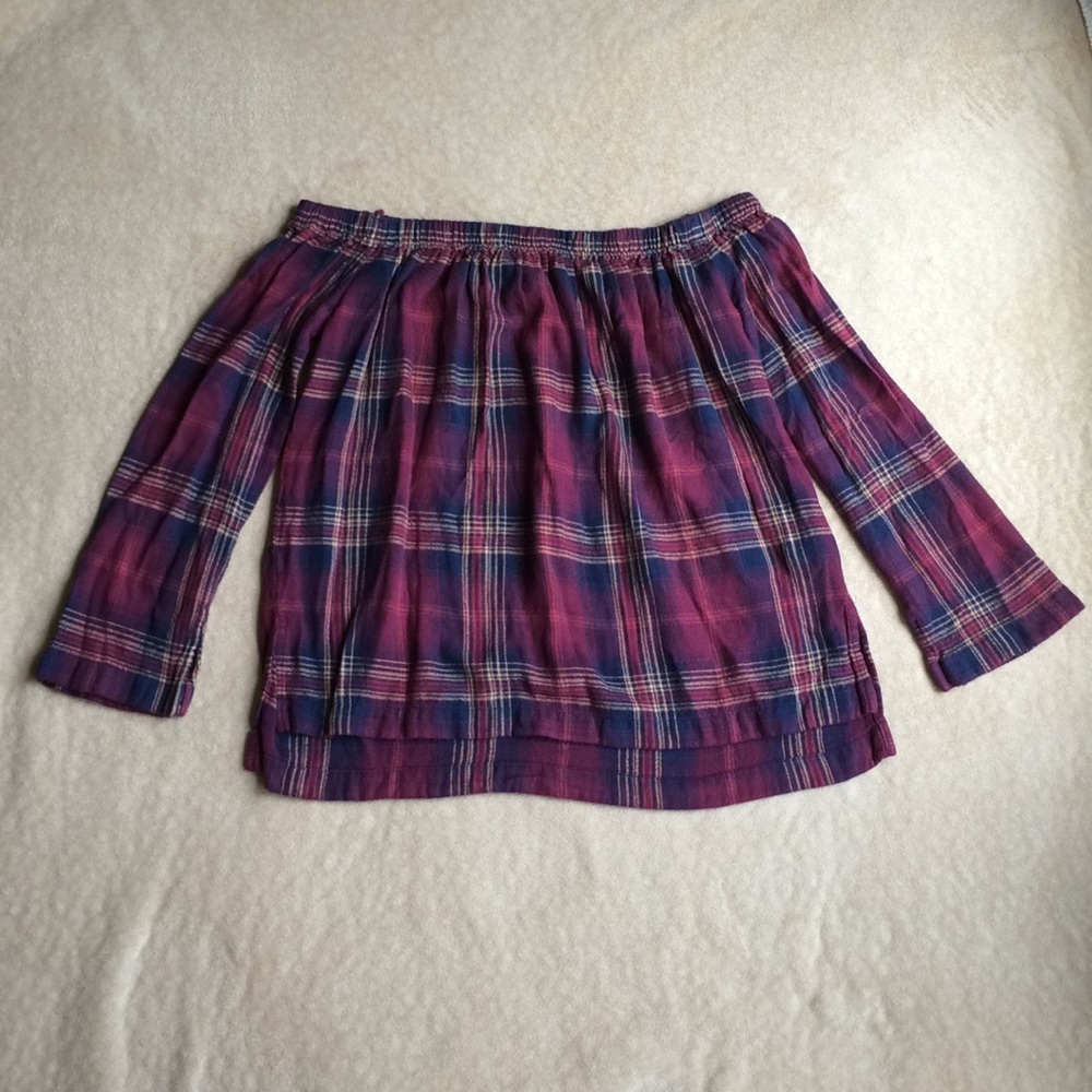 Anthropologie off the shoulder flannel top